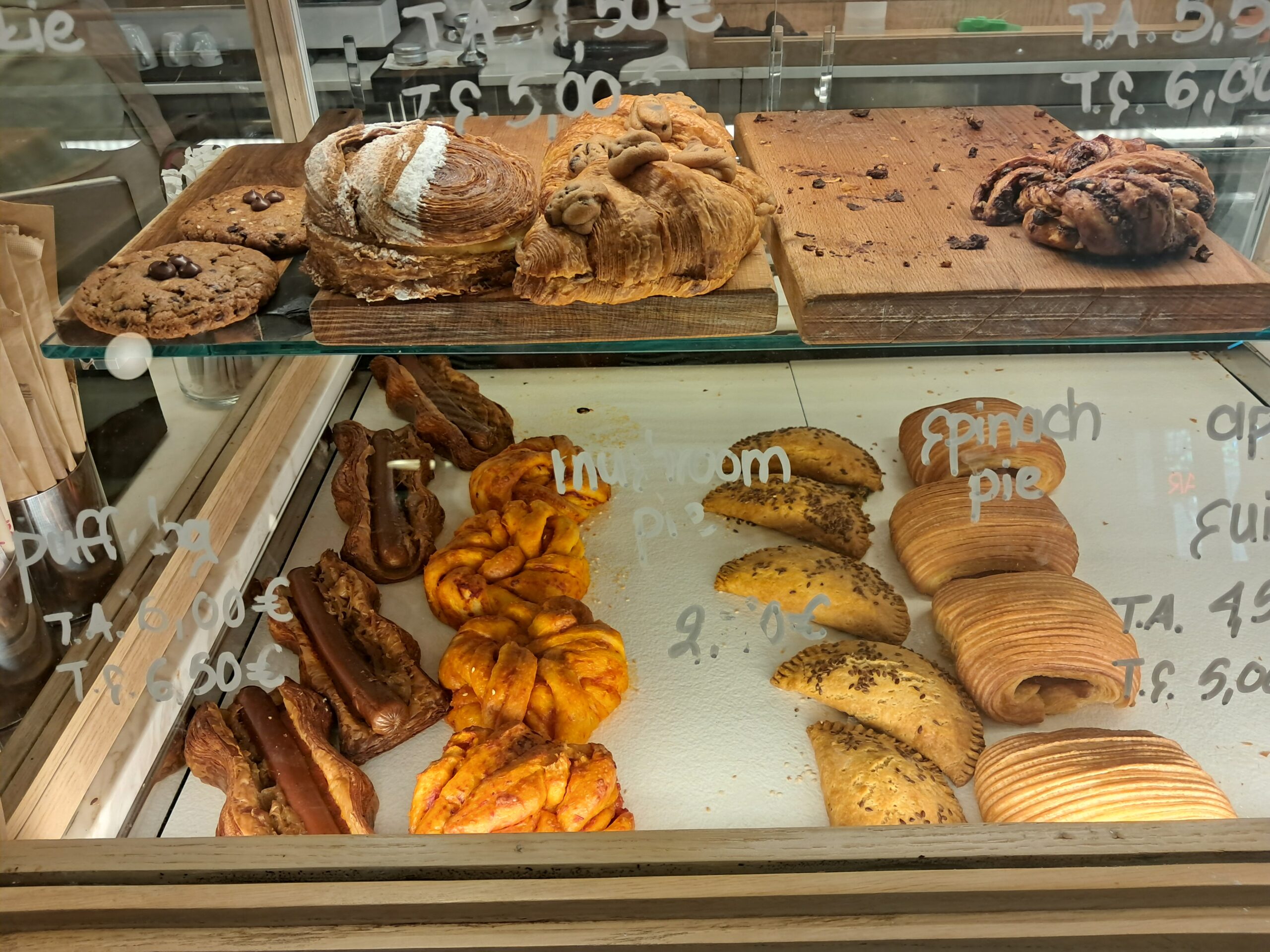 Vegan pastries on display at Holy Llama bakehouse in Athens