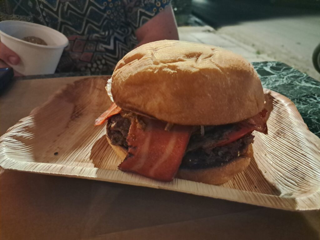 Vegan burger at a restaurant in Athens, Greece