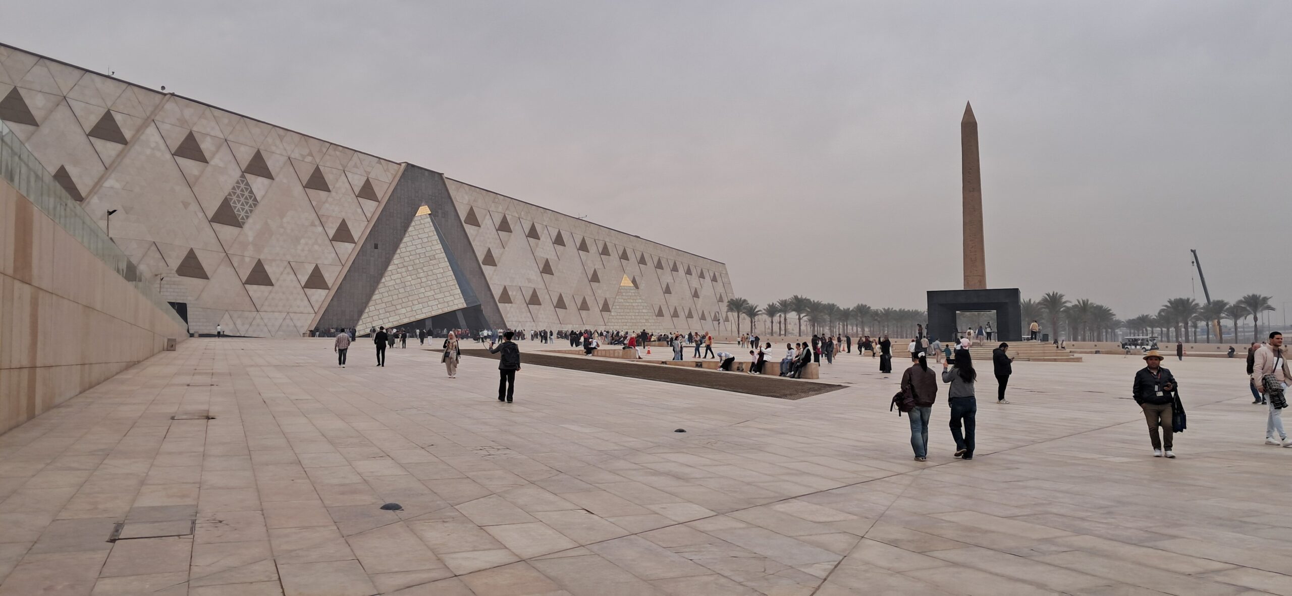 The Grand Egyptian Museum entrance and obelisk in Cairo