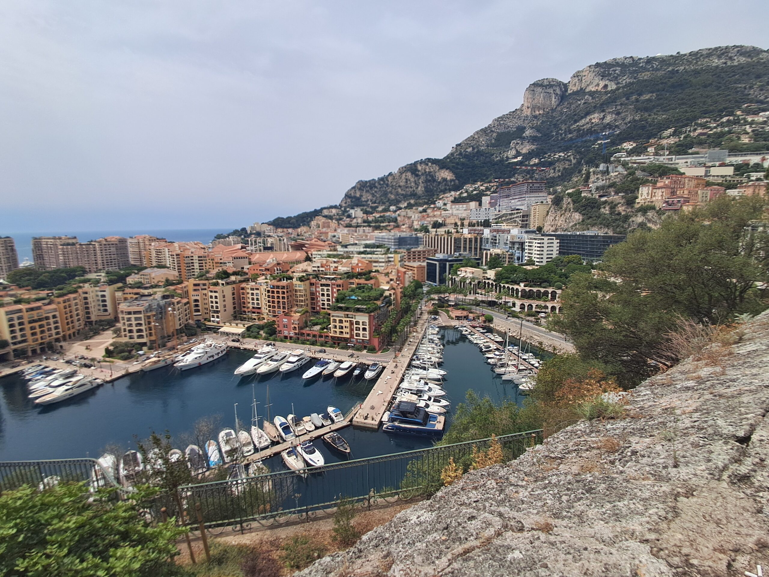 View over Monaco harbour and hillside from above