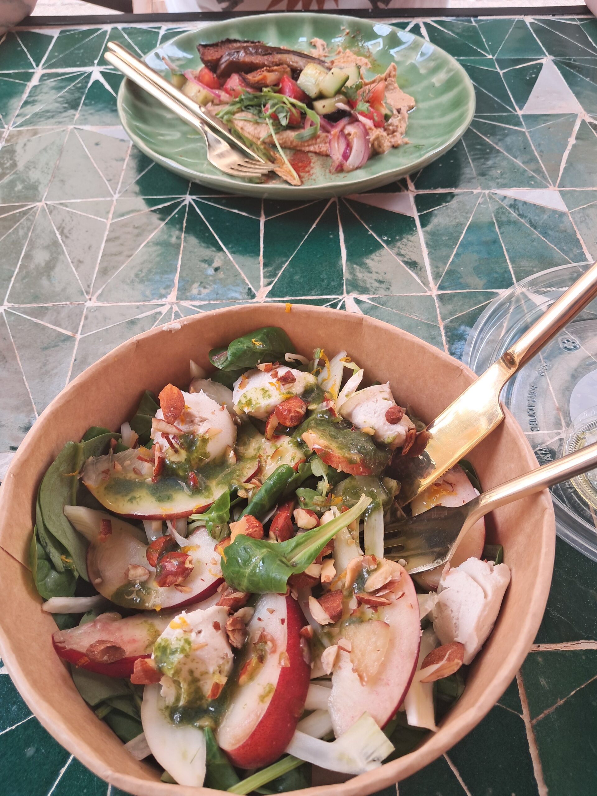 A vegan bowl and salad at Seaside Juicery, the only fully vegan spot in Monaco
