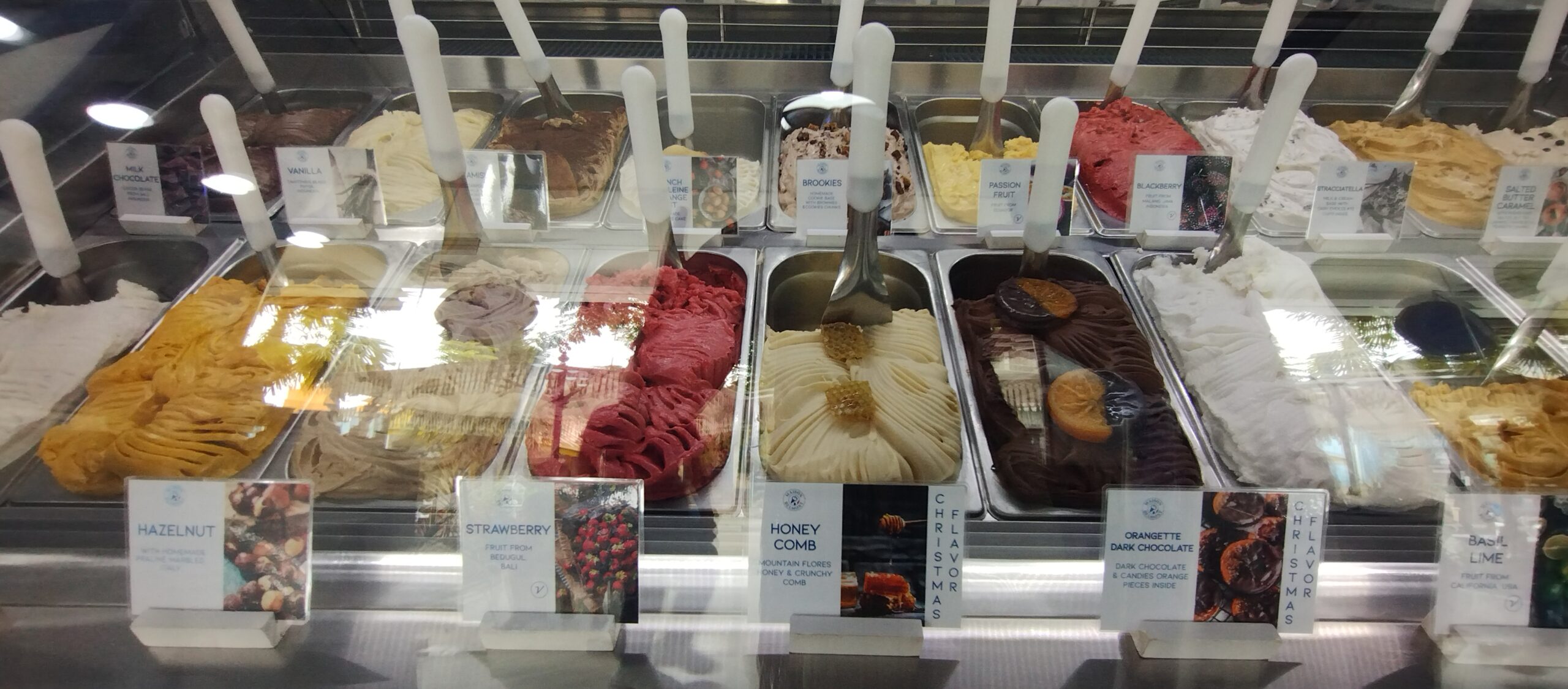 The sorbet counter at Maison Belmont, a highlight of eating vegan in Labuan Bajo
