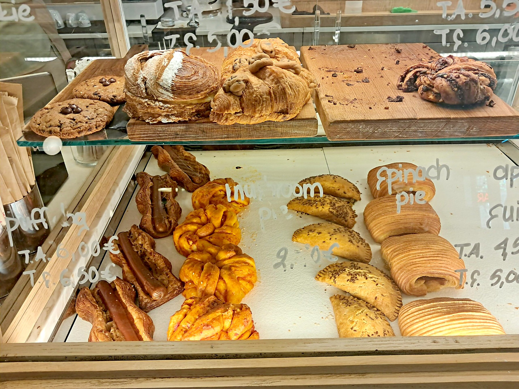 Vegan pastries on display at Holy Llama bakehouse in Athens