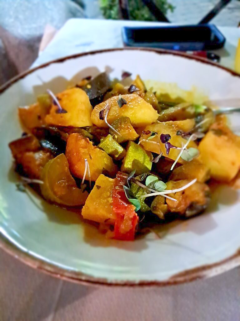 A colourful plate of roasted vegetables