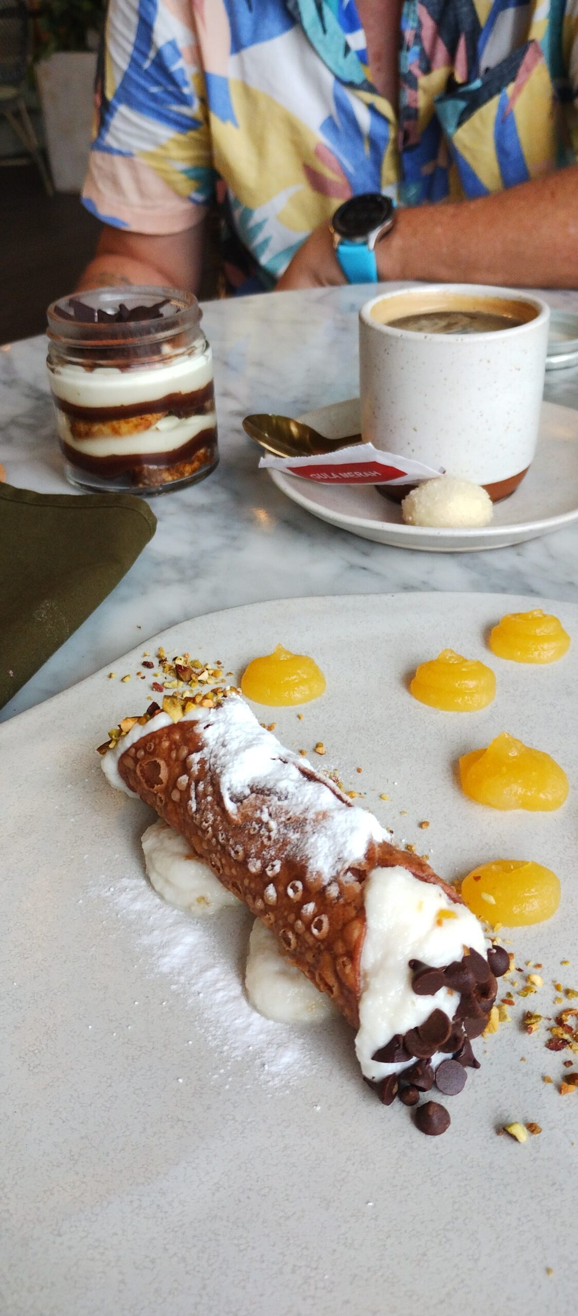 Vegan dessert with mango puree at Plant B, Ubud