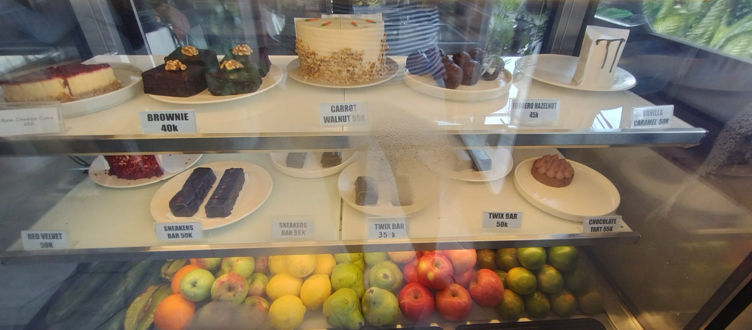 The cake and dessert cabinet at I Am Vegan Babe, Canggu